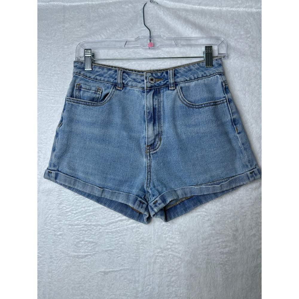 John Galt Denim Shorts Women 26 Light Blue Cuffed High Waist 0740